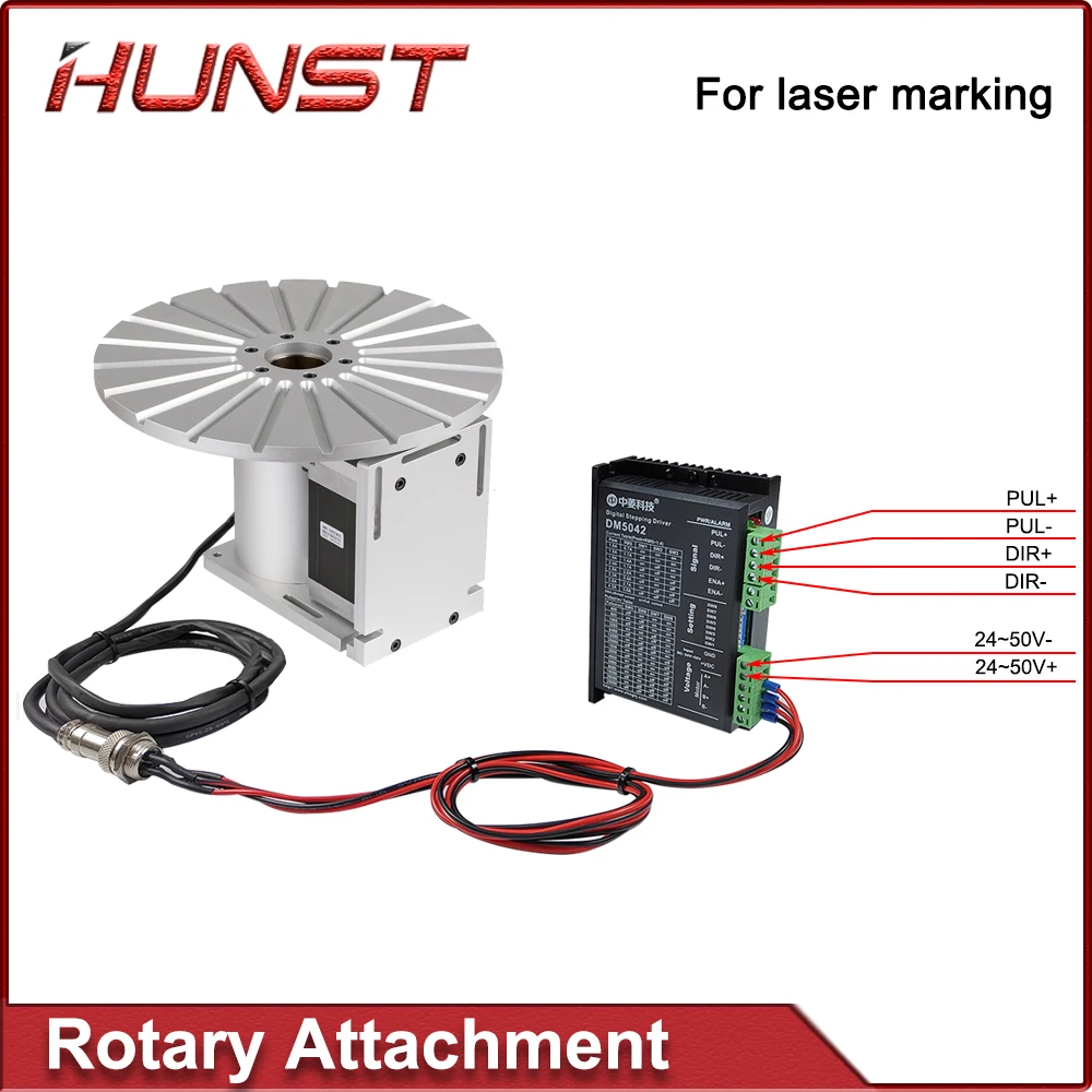 Hunst D30 Rotary Unit Diameter 300mm 20 Pen Slots Rotary Table + Driver DM5042 for Fiber Laser Marking Machine DIY Pen Gift