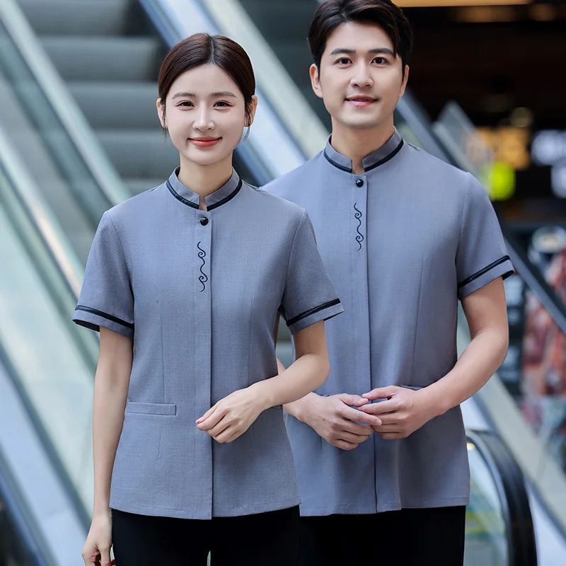 

Hotel Room Cleaning Staff Uniform Short Sleeve Mall Sales Office Property Cleaning Auntie Workwear Set Unisex