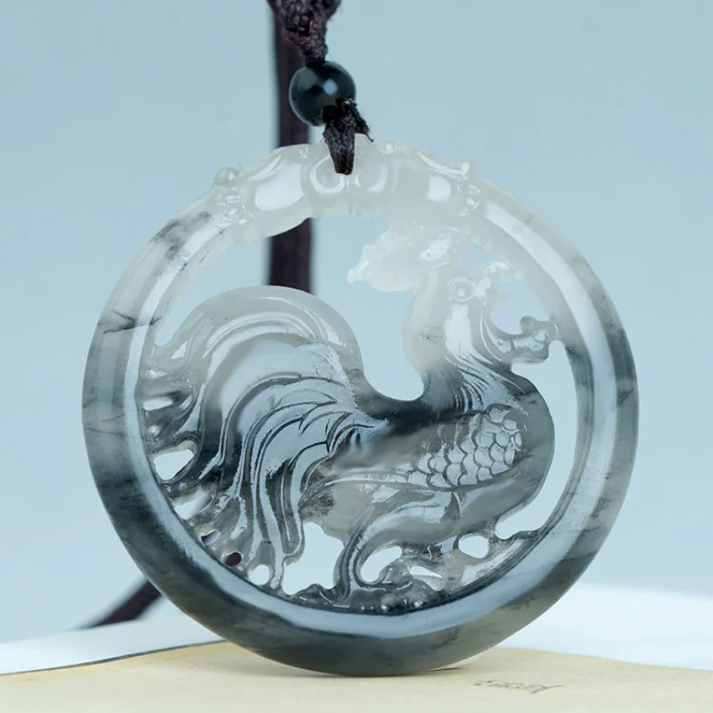 

Zodiac Pendant Hetian Blue and White Hollow Chicken Men's and Women's Pendant