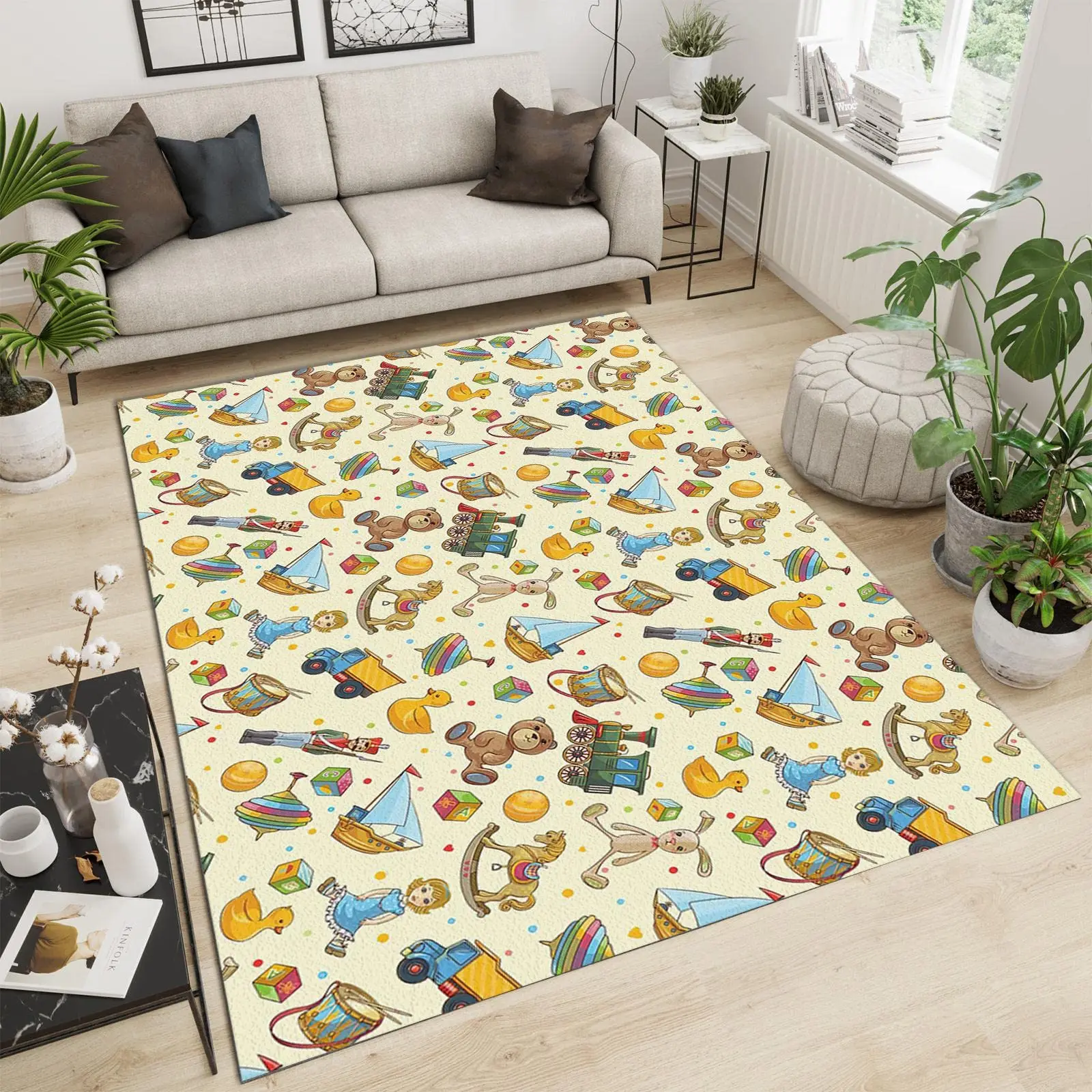 HX Baby Crawling pad Cartoon Bear Rabbit Flannel 3D Printed Area Rugs For Living Room Living Room Soft Cozy Mats Dropshipping