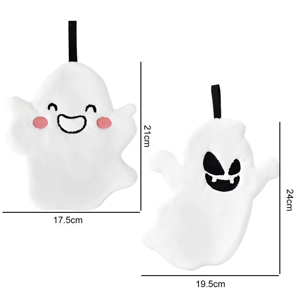Halloween Kitchen Towel Embroidered Ghost 9x7 Inch Bath Tie Towel Decorative Absorbent for Bathroom Home Decoration