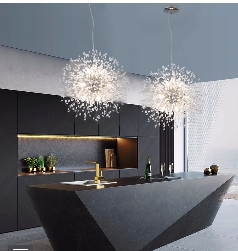 Nordic Dandelion Chandelier Gold Chrome G9 Pendant