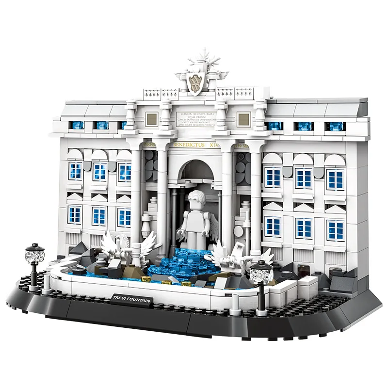 Creative World Famous Landmark Architecture Building Block Italy Rome Fontana di Trevi Assembly Model Brick Construction Toy