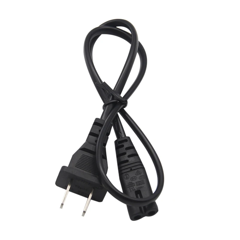 0.6M 2ft 2 Pin Prong Female AC EU Power Supply Cable Cord US Power Extension Cord Lead Wire Power Cord For Desktop Laptop Radio