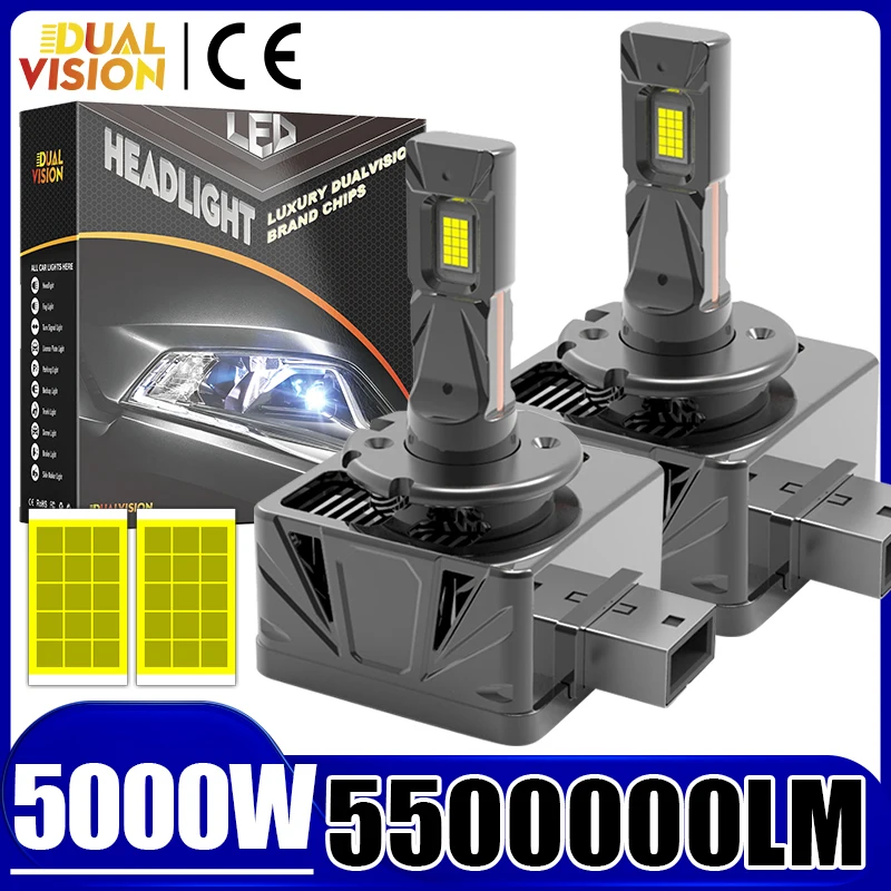 

5000W 5500000LM D1S D3S D1R D3R D8S Светодиодные автомобильные фары Canbus HID Ксеноновые лампы 1:1 Turbo Led Автомобильные лампы 6000K Plug&Play Auto Lights