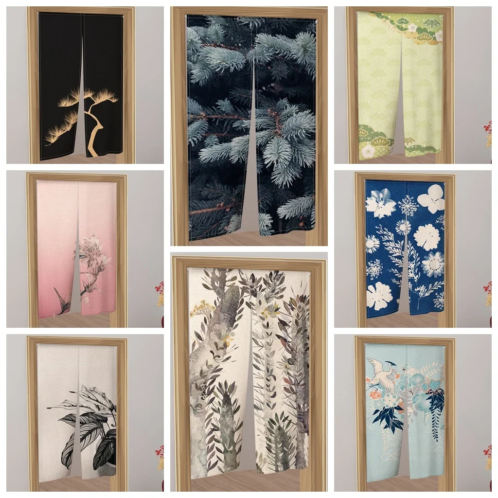 Japanese Door Torii Cherry Blossoms Printed Partition Kitchen Doorway Decorative Drapes Cafe Restaurant Decor Noren Half-Curtain