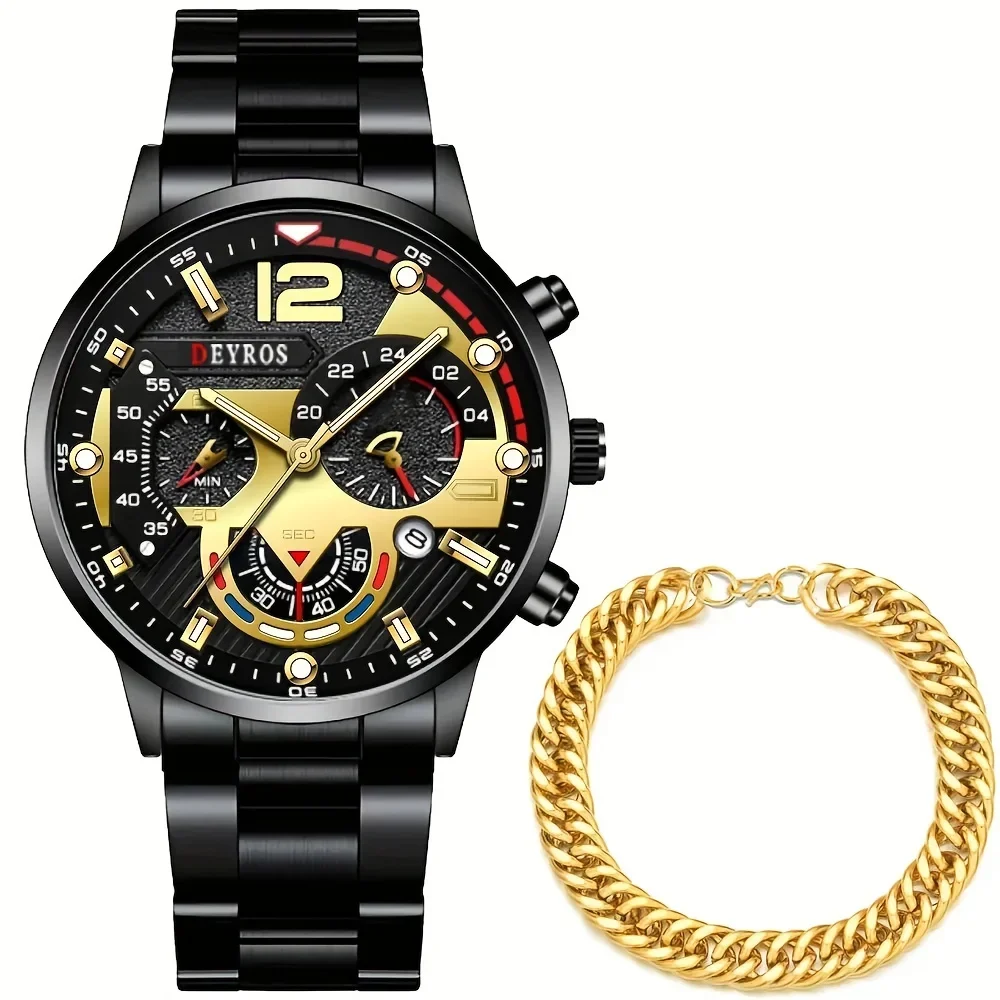 Relojes de acero inoxidable a la moda para hombre, pulsera con calendario, relojes de pulsera de cuarzo para hombre, reloj informal clásico para hombre, opción Ideal para regalos