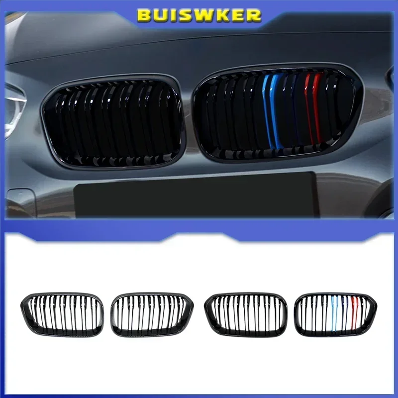 2015–2017 Renngrill für BMW F20 F21 120i LCI 1 Serie 2015 2016 2017 glänzend schwarz vorne Nierengrill 2 Lamellen