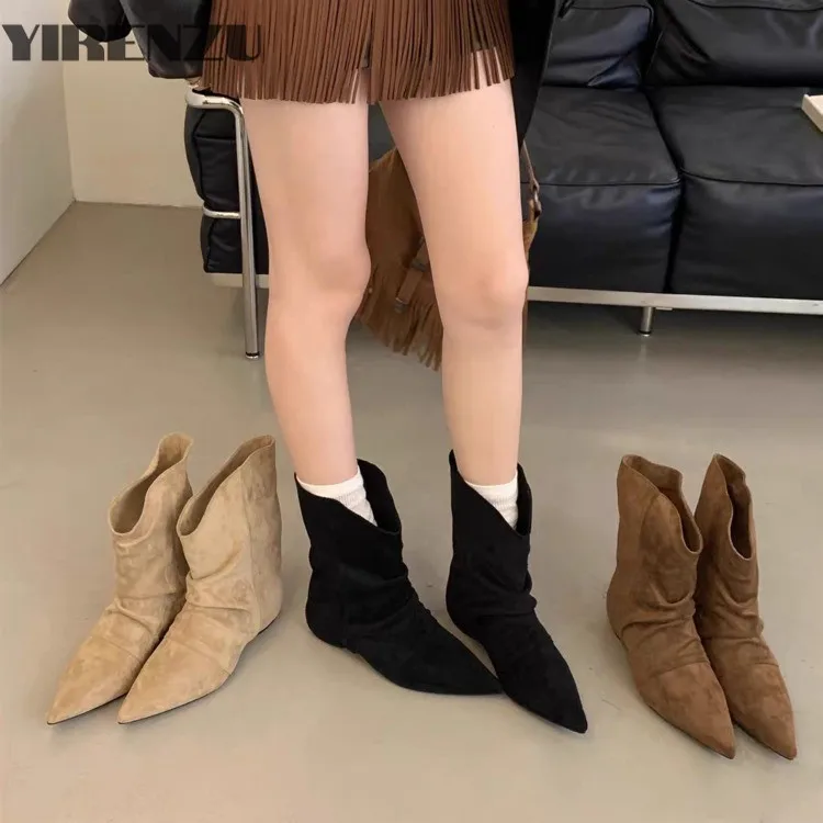 Новинка 2023 года, осенне-зимние винтажные женские сапоги до колена, женская элегантная обувь без шнуровки, современные длинные ботинки Новинка 2023 года, осенне-зимние винтажные женские сапоги до колена, женская элегантная обувь без шнуровки, современные длинные ботинки