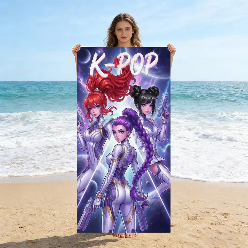 1 Stück K-POP Girl Group Mikrofaser-Strandtuch, Großes Schnelltrocknendes Sandfreies Handtuch, Ideal für Erwachsene Frauen Männer Strand Pool Reise Bad Yoga