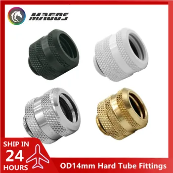 PC 수냉 하드 튜브 피팅, OD14mm 아크릴 PETG 프로스트 파이프, DIY 컴퓨터 케이스, 핸드 압축 커넥터, 로트당 4 개