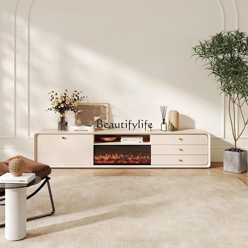 

Light Luxury French TV Cabinet Cream Wind Storage Floor Cabinet Simple Living Room Furniture