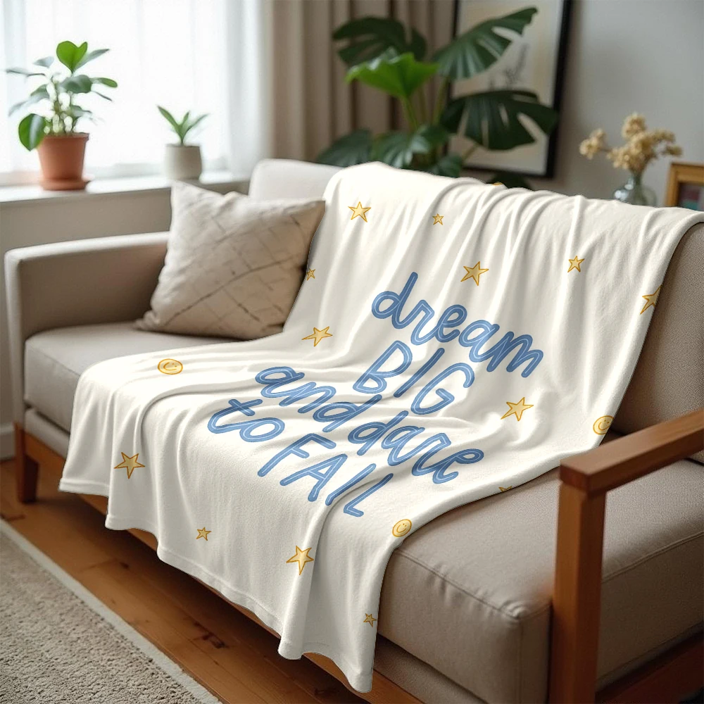 Motivational Star Lightweight Microfiber Soft Christmas Fleece Blanket Warm Cozy Throw for Bed Sofa Office Travel All Season