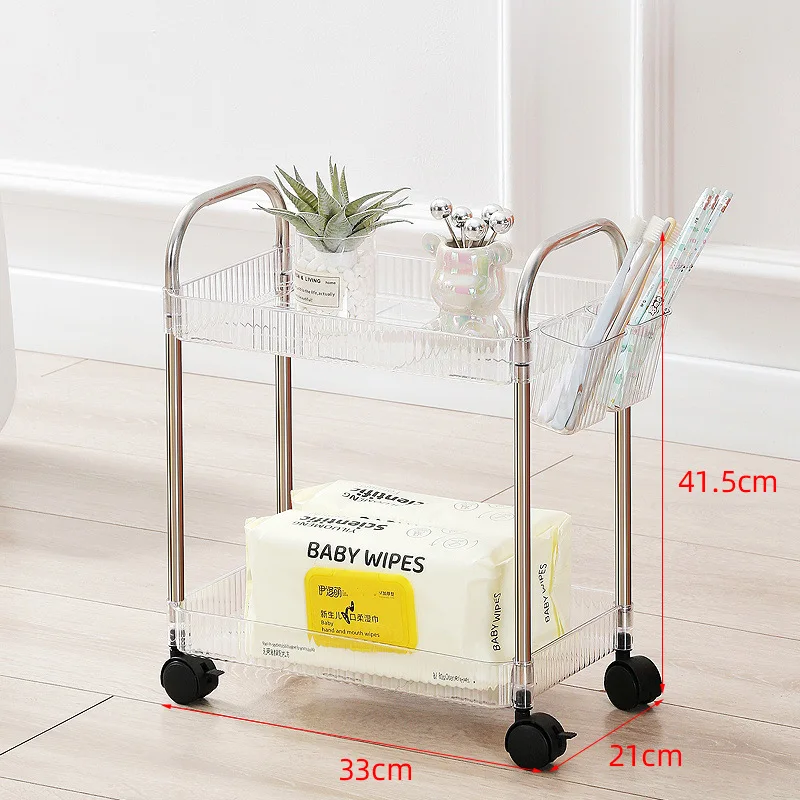 تخزين الرف عربة Ins شفافة عربة صغيرة تخزين الرف الطابق متعدد الطبقات الحمام غرفة نوم وجبات خفيفة لقط الرف متعددة الأغراض