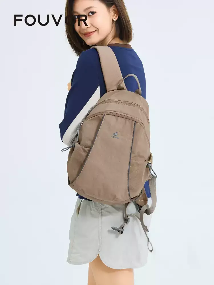 

Fouvor женская сумка повседневный дорожный нейлоновый водонепроницаемый рюкзак 2025 легкий спортивный рюкзак на шнурке женские рюкзаки 3073-04