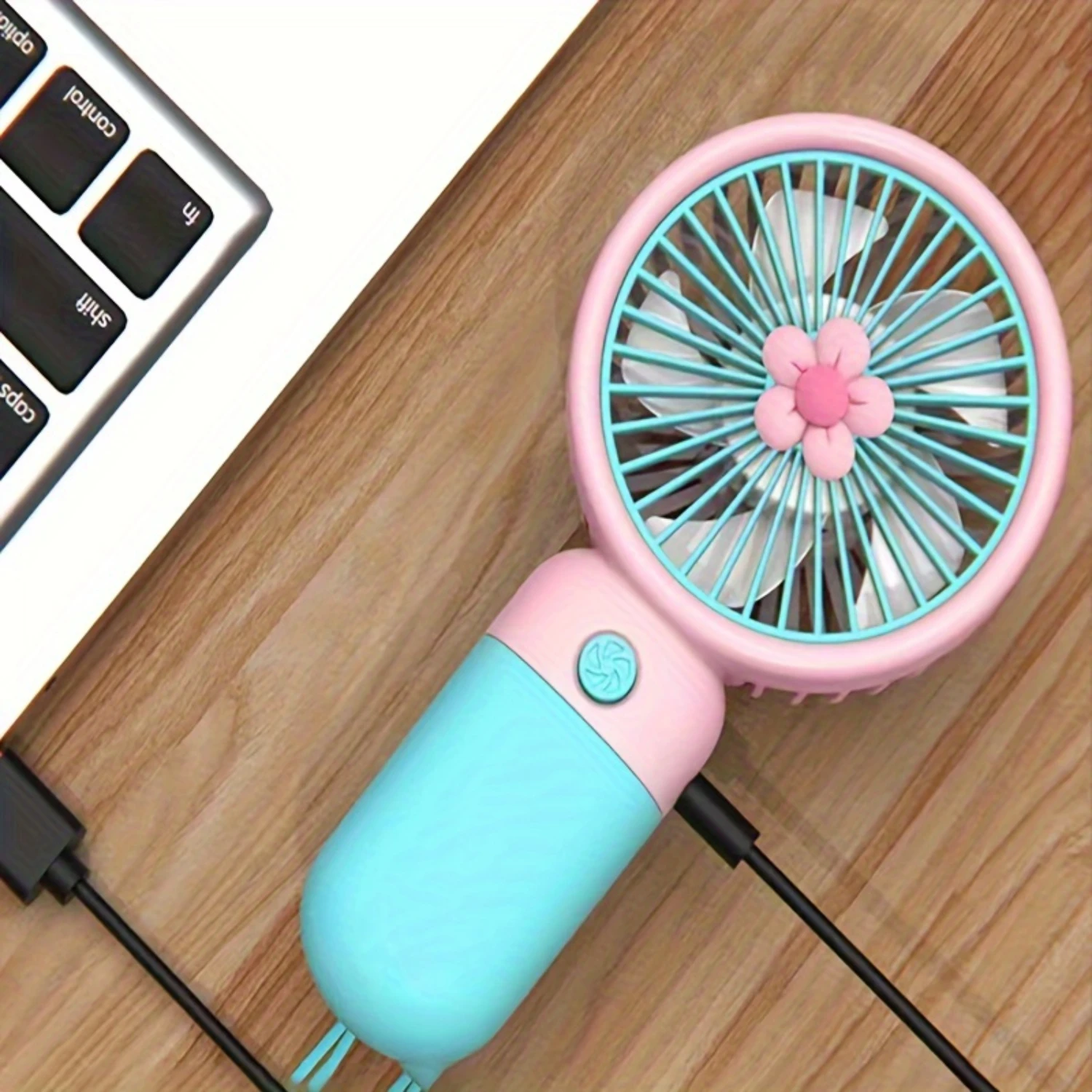 Portable Usb Rechargeable Mini Fan With Led Night Light - Lightweight, Handheld Design For Office, Outdoor, Travel & Camping - S