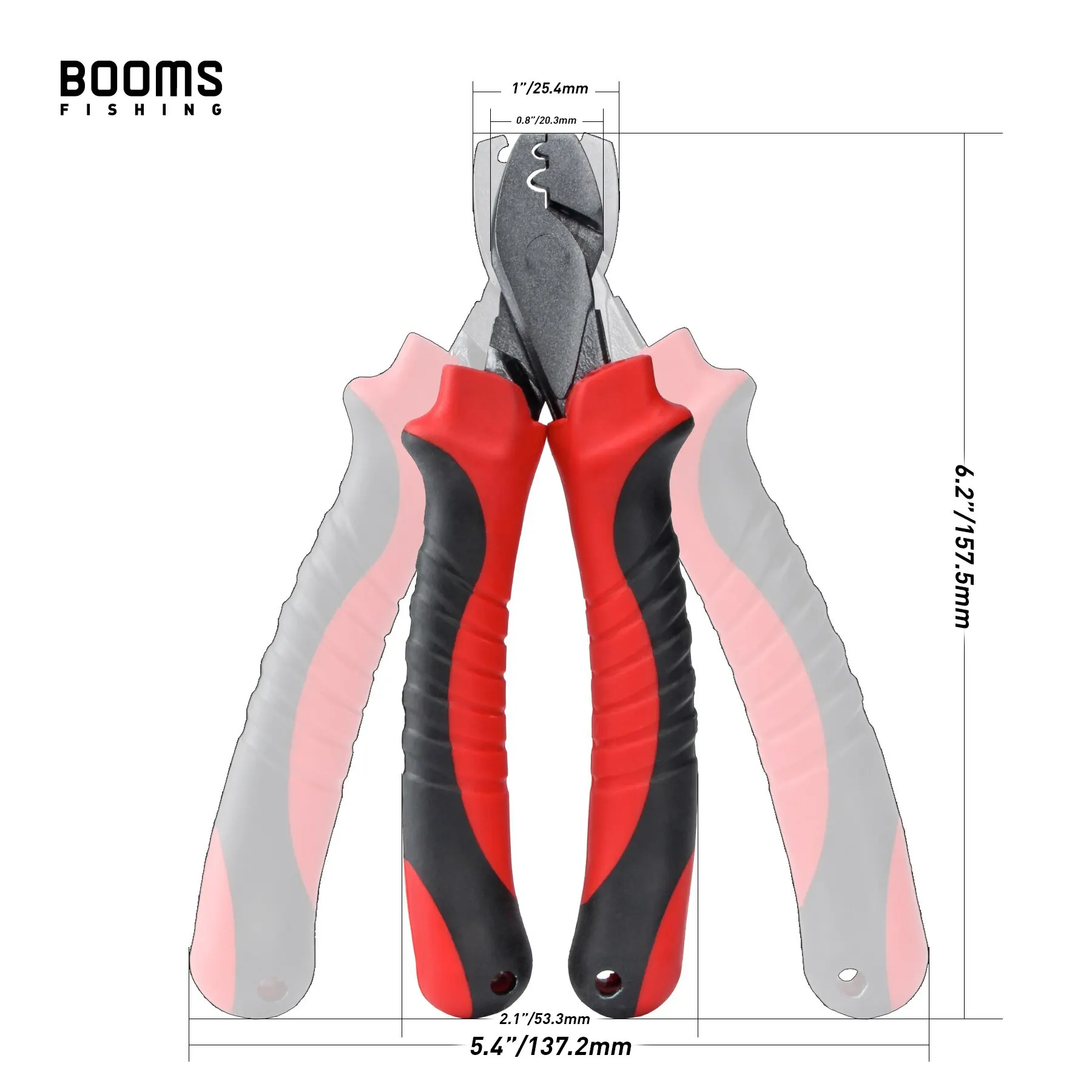 Booms Fishing CP2 Fishing Crimp Pliers for Single Barrel Socket Tools Portable Lightweight Non-slip Handle with Lanyard