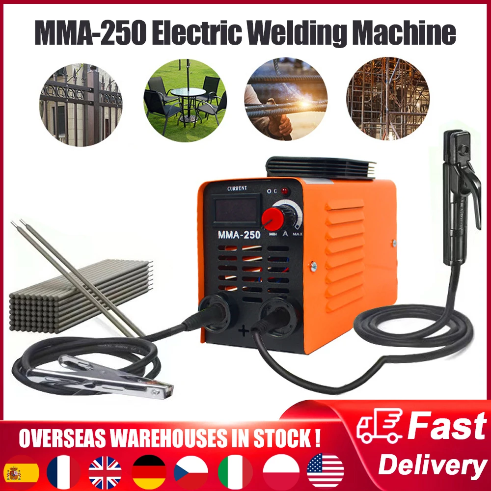 MMA-250 Portable Welding Machine Inverter Arc Electric Welder Current Adjustable Compact Welding Machine With Tools Storage Box