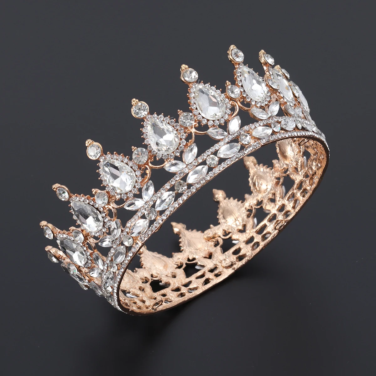 

Luxury Rhinestone Baroque Tiara Crown For Women Bridal Wedding Party Accessories Eye-Catching Photo Props Princess