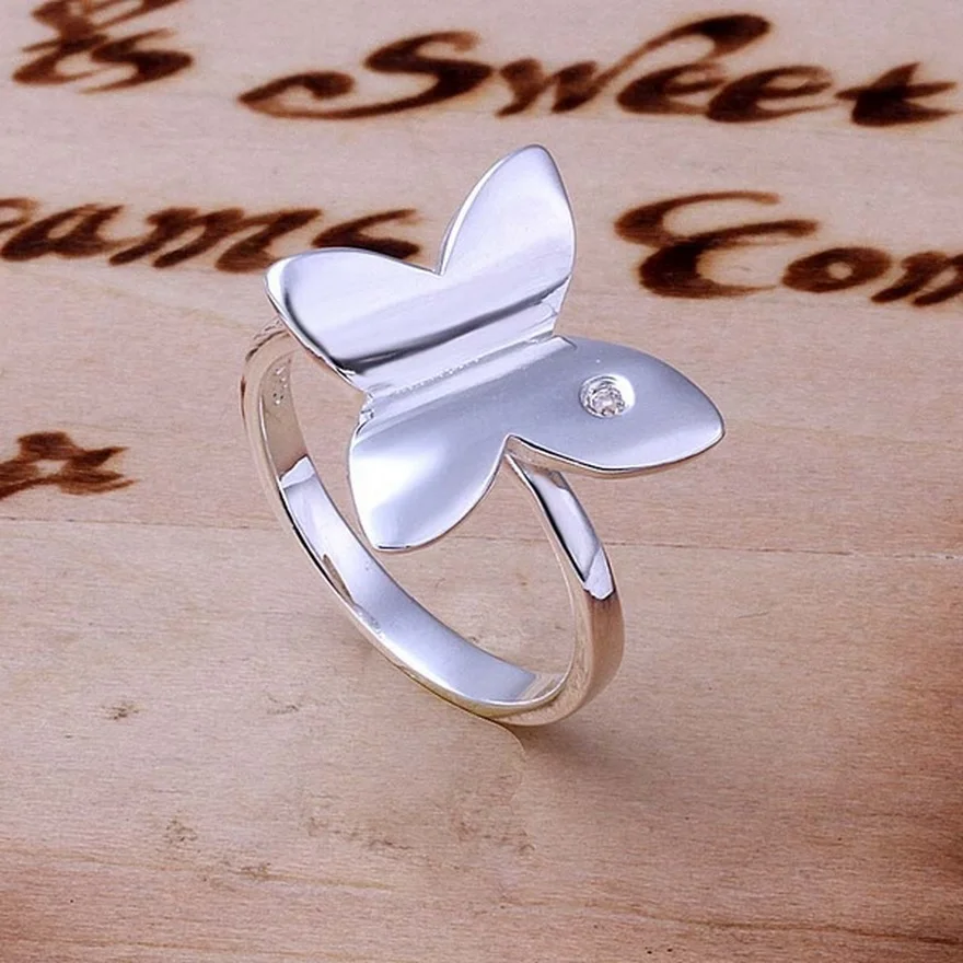 

Wedding Wholesale Free Shipping Holiday Gifts Beautiful Charms Fashion Women 925 Sterling Silver Butterfly Rings Jewelry