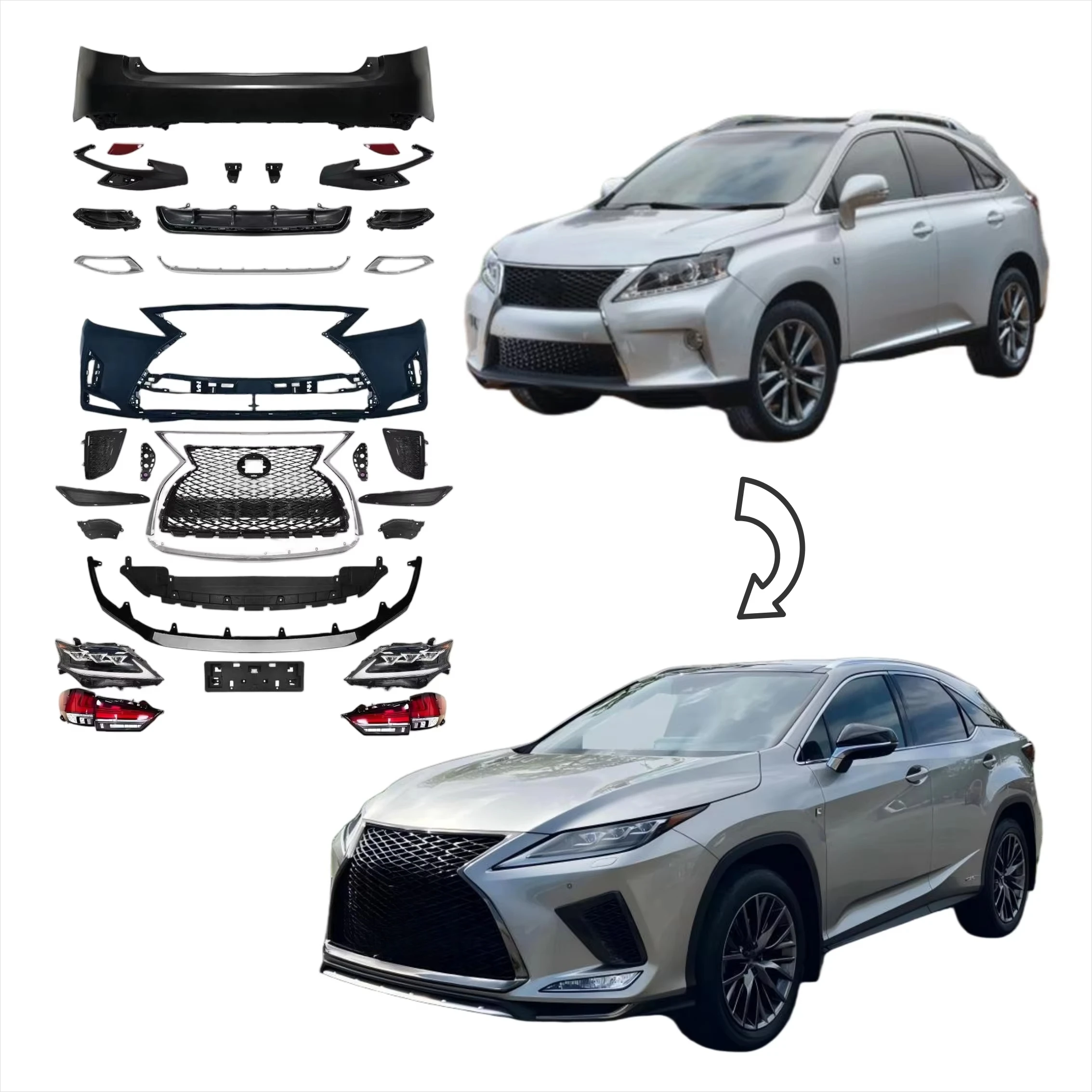 New Arrived Bodykit for Lexus RX300 Rx350 Upgrade to 2020 Sport Style Bumper Grille Headlight Plug and Play Perfect Fitment