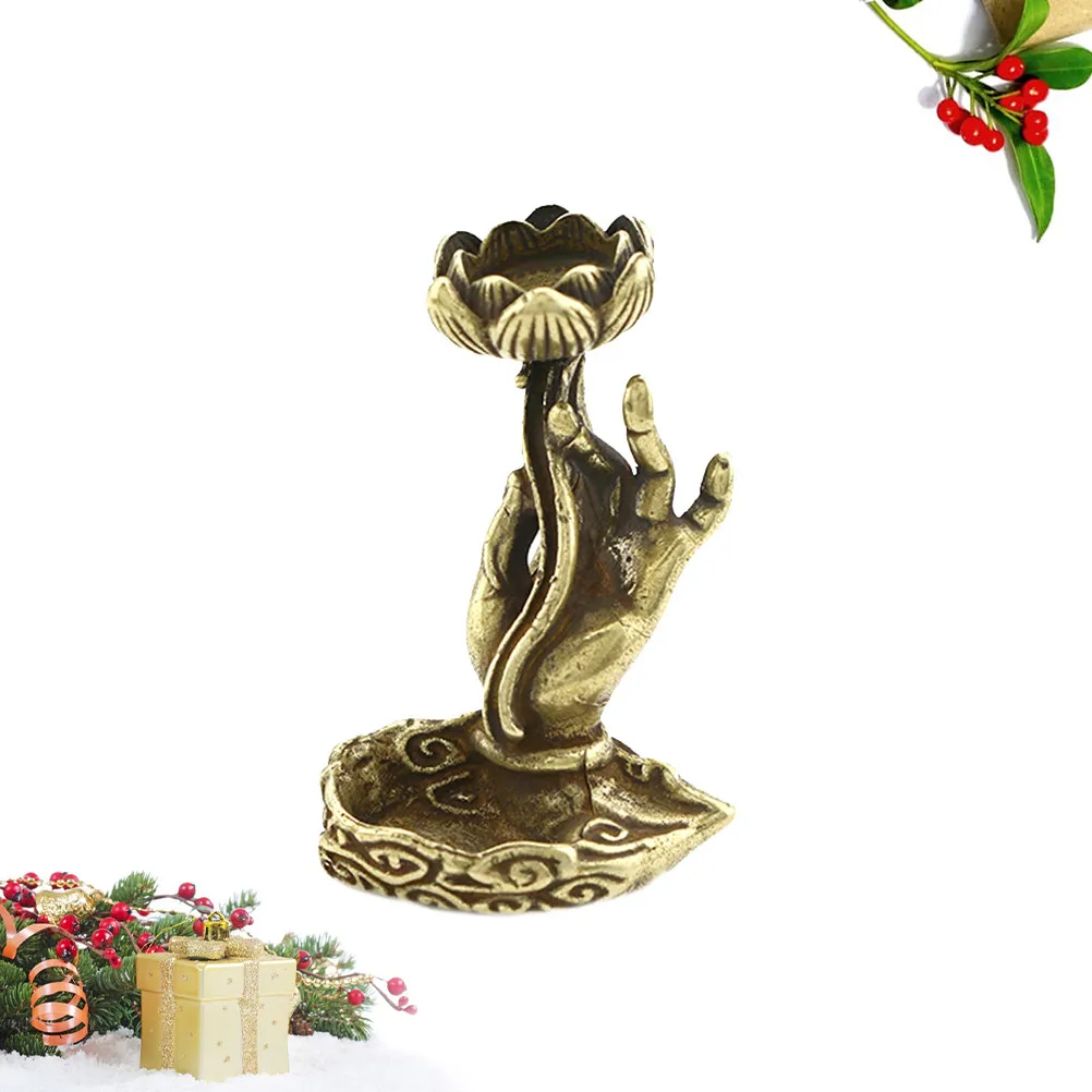 Copper Aromatherapy Decor Decorative Burner Charcoal Odor Absorber Hand Shape Censer Fragrance Cone Stand
