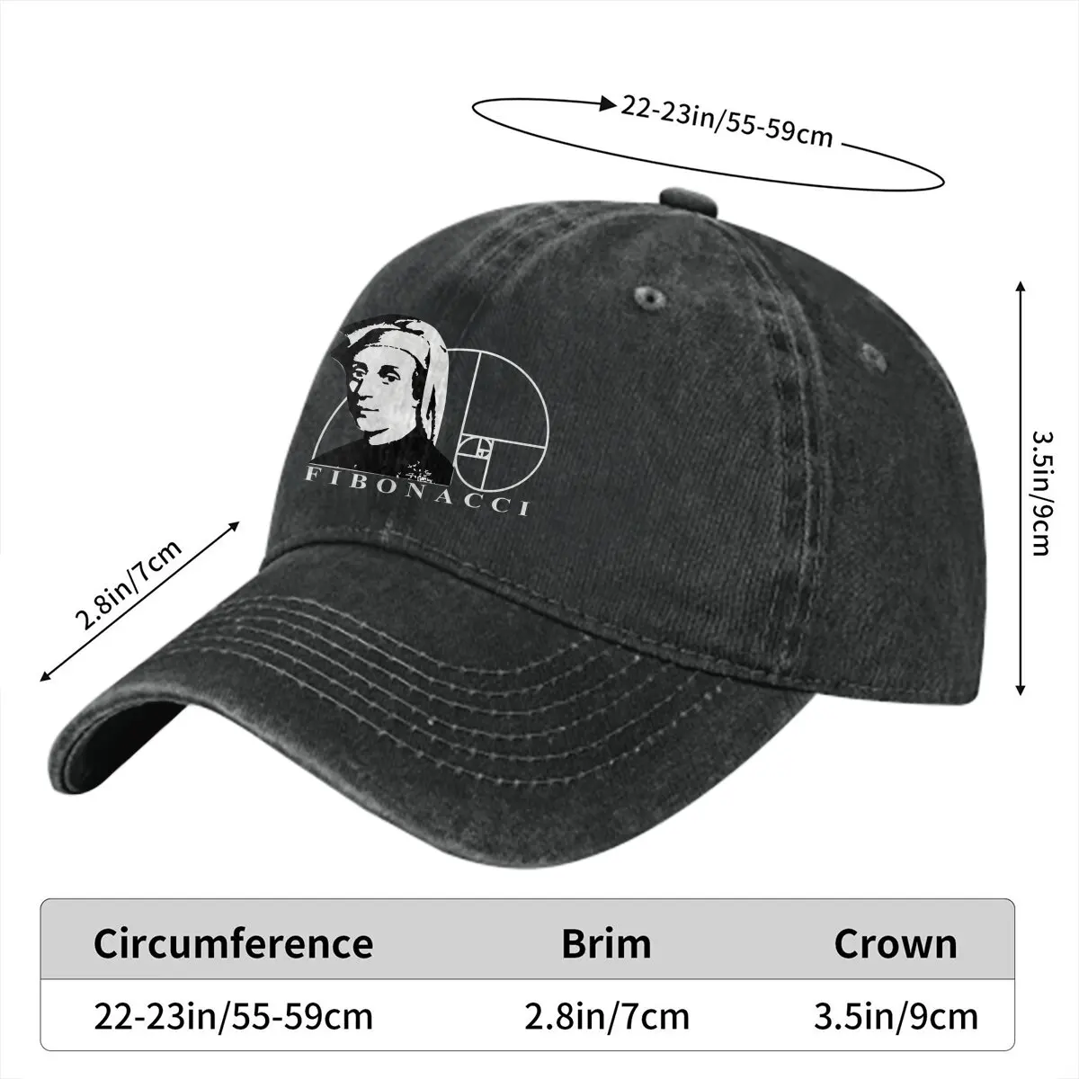 Spiral Baseball Caps Peaked Cap Fibonacci Sequence Golden Ratio Sun Shade Cowboy Hats for Men Trucker Dad Hat