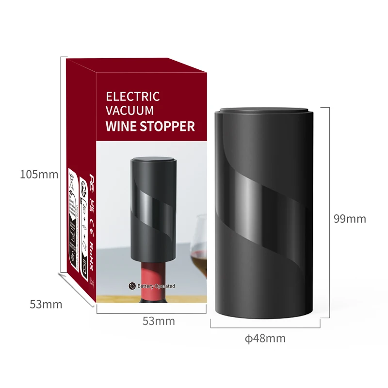 2024 Mini Automatic Wine Cap Electric Vacuum Wine Stopper Sealed Storage Vacuum Memory Wine Stopper Push Style Wine Cork Tools