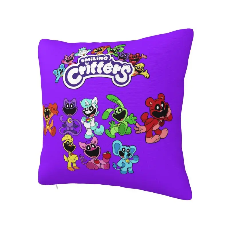 Custom Colorful Smiling Big Mouth Critters Group Pillow Case 45x45cm Scarry Animated Game Modern Cushion Cover Velvet Pillowcase