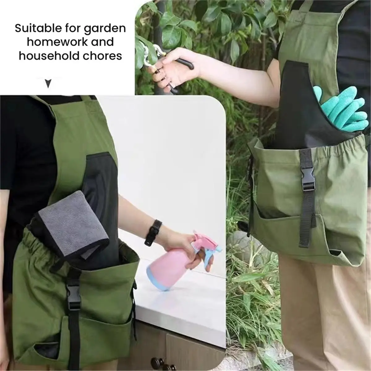 Garden Harvesting Apron with Pockets for Men Women, Heavy-Duty Fruit Picking Apron for Yard, Orchard & Farm