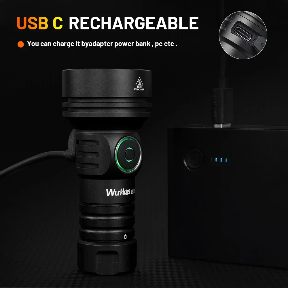 Wurkkos TS11 Mini 18350 مصباح يدوي USB C قابل لإعادة الشحن EDC SFT40 الشعلة قوية 2000LM RGB مساعد IP68 مقاوم للماء Anduril 2.0