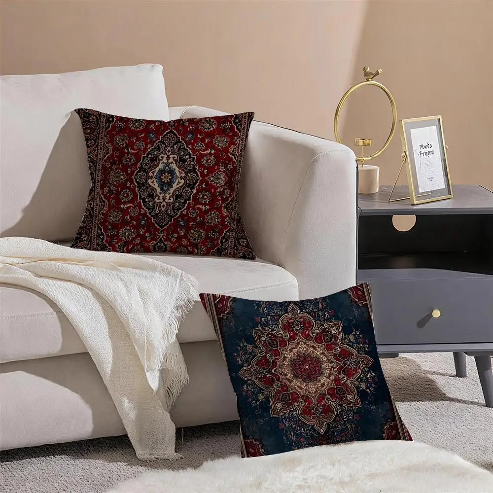 Elegant Cultural Art Vintage Persian Style Cushion Cover Throw Pillow Cover Hidden Button Durable Polyester Chair Cushion