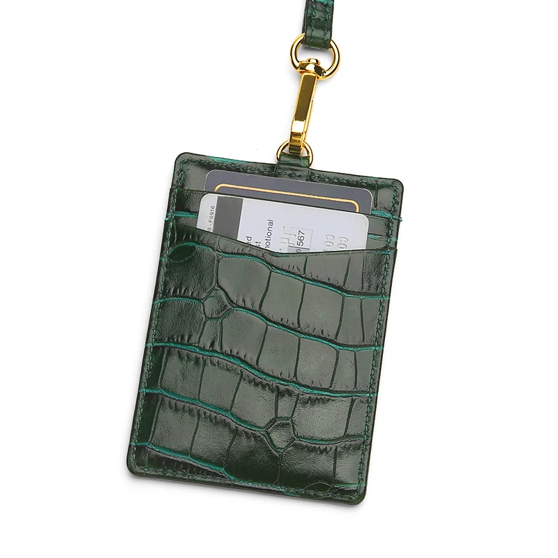 Hiram Beron Custom Name Service Name Tag Work Card ID Holder Italian Leather with Lanyard Business Style Gift for Men