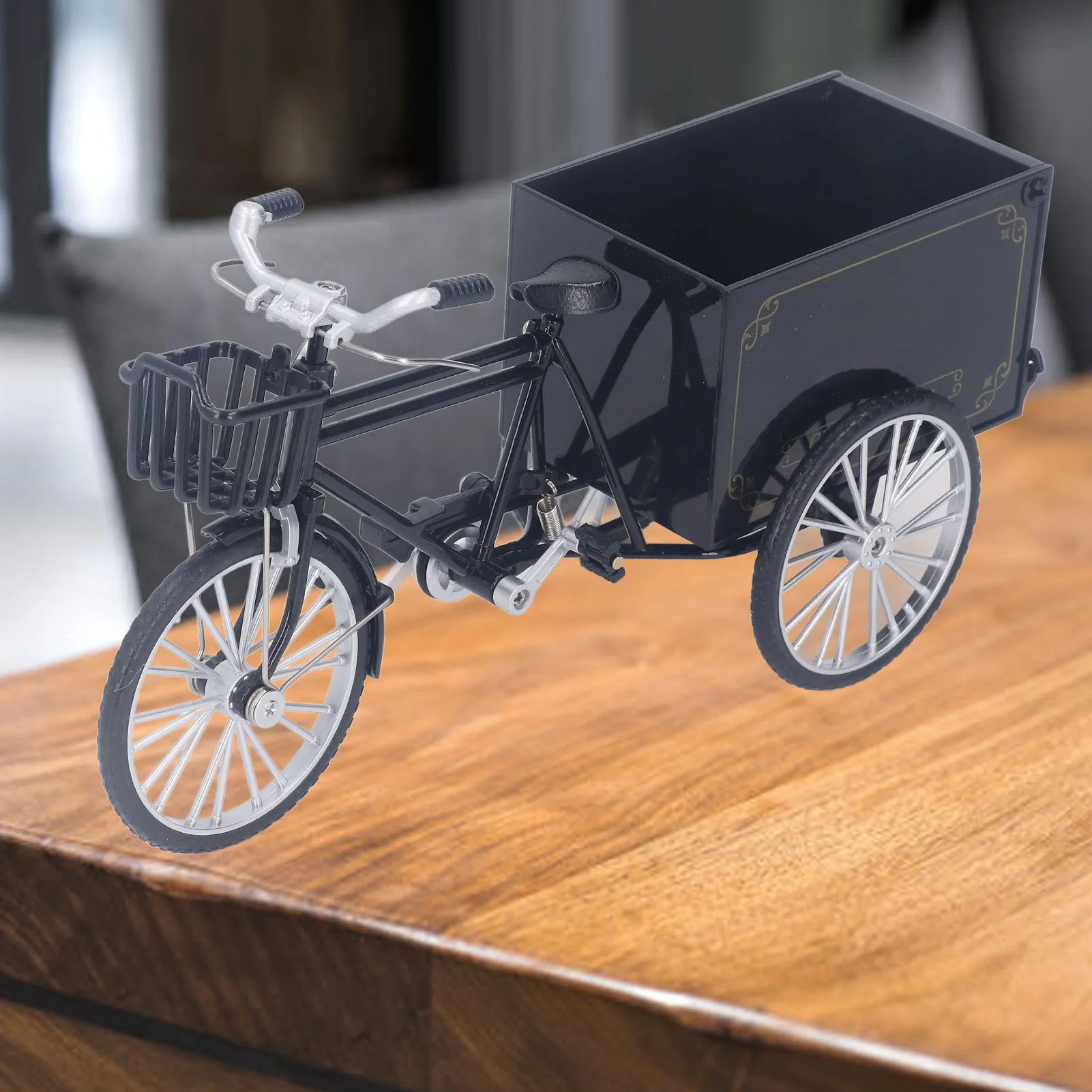 Vintage Tricycle Finger Bike Model Alloy Shelf Accessories Home Decor Ornament Tricycle Bicycle Model