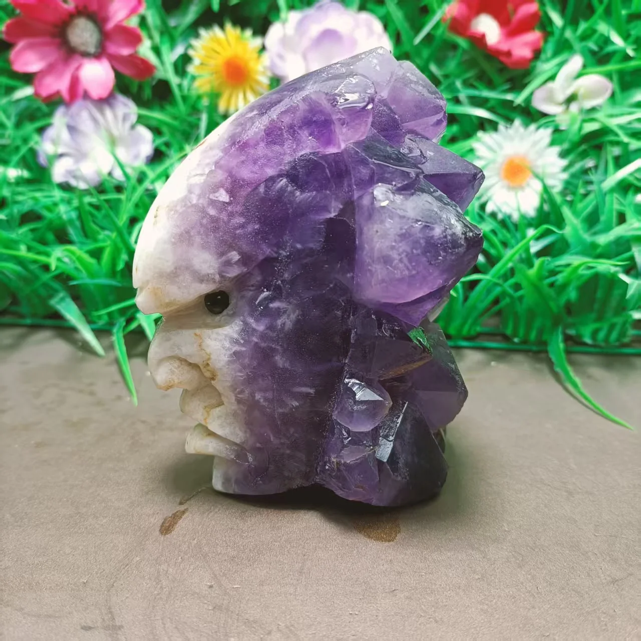 Natural quartz crystal hand-carved Indian skull home decor