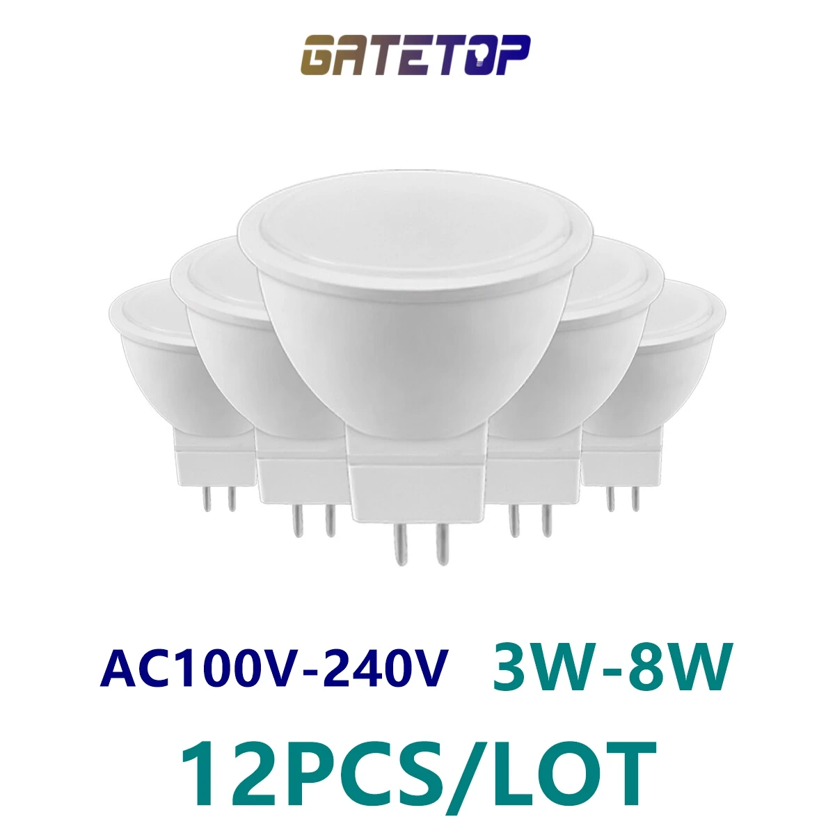 

12 шт., Прямая поставка с завода, Светодиодный точечный светильник MR16 AC100V-240V 3 Вт, 5 Вт, 6 Вт, 7 Вт, 8 Вт, ссветильник ный высокояркий теплый белый свет, галогеновая лампа 50 Вт, 100 Вт
