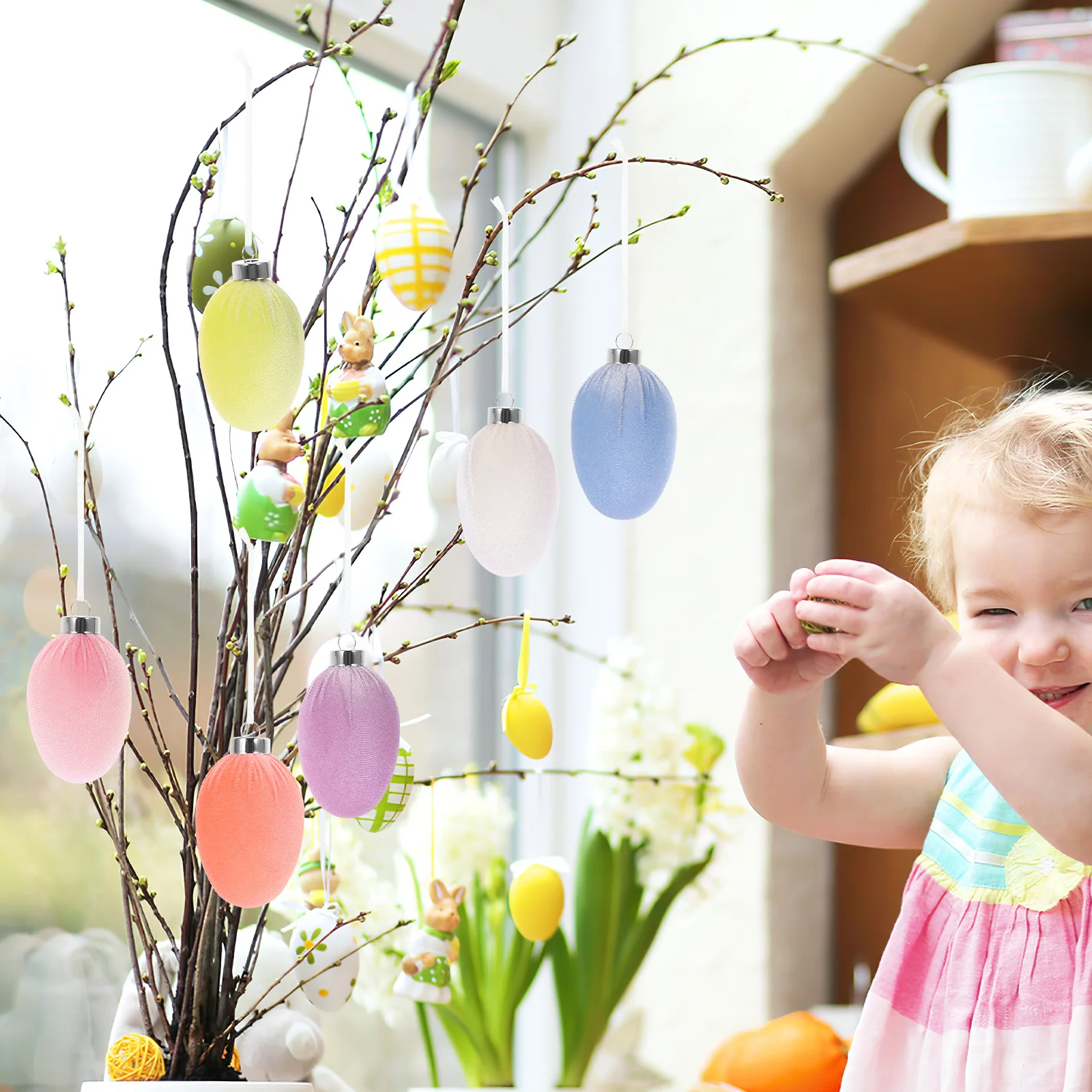 

12Pcs Easter Egg Decorations Hanging Ornaments for Party Home Decor Festival Themed Easter Pendant Supplies Egg Ornament