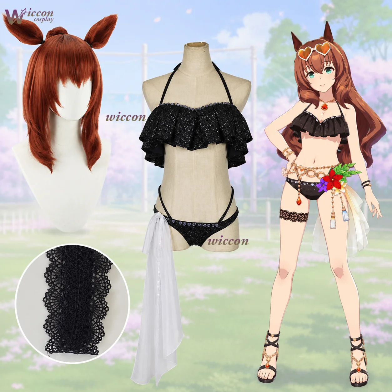 Disfraz De Cosplay De Anime Uma Musume Pretty Derby Maruzensky, Traje De Baño Negro Sexy Con Peluca, Orejas, Cola Y Accesorios, Conjunto De Bikini, Ropa De Playa — -55%, 28.59€ Coupon, from 23.39€ – 55% descuento – €23.39