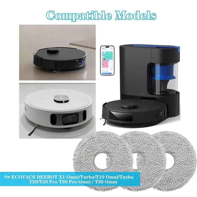 Bantalan Kain Pel untuk Ecovacs DEEBOT X1 Omni/T10 Omni/Turbo T20/T20 Pro/T30 Pro Omni/ T30 Omni Suku Cadang Vakum