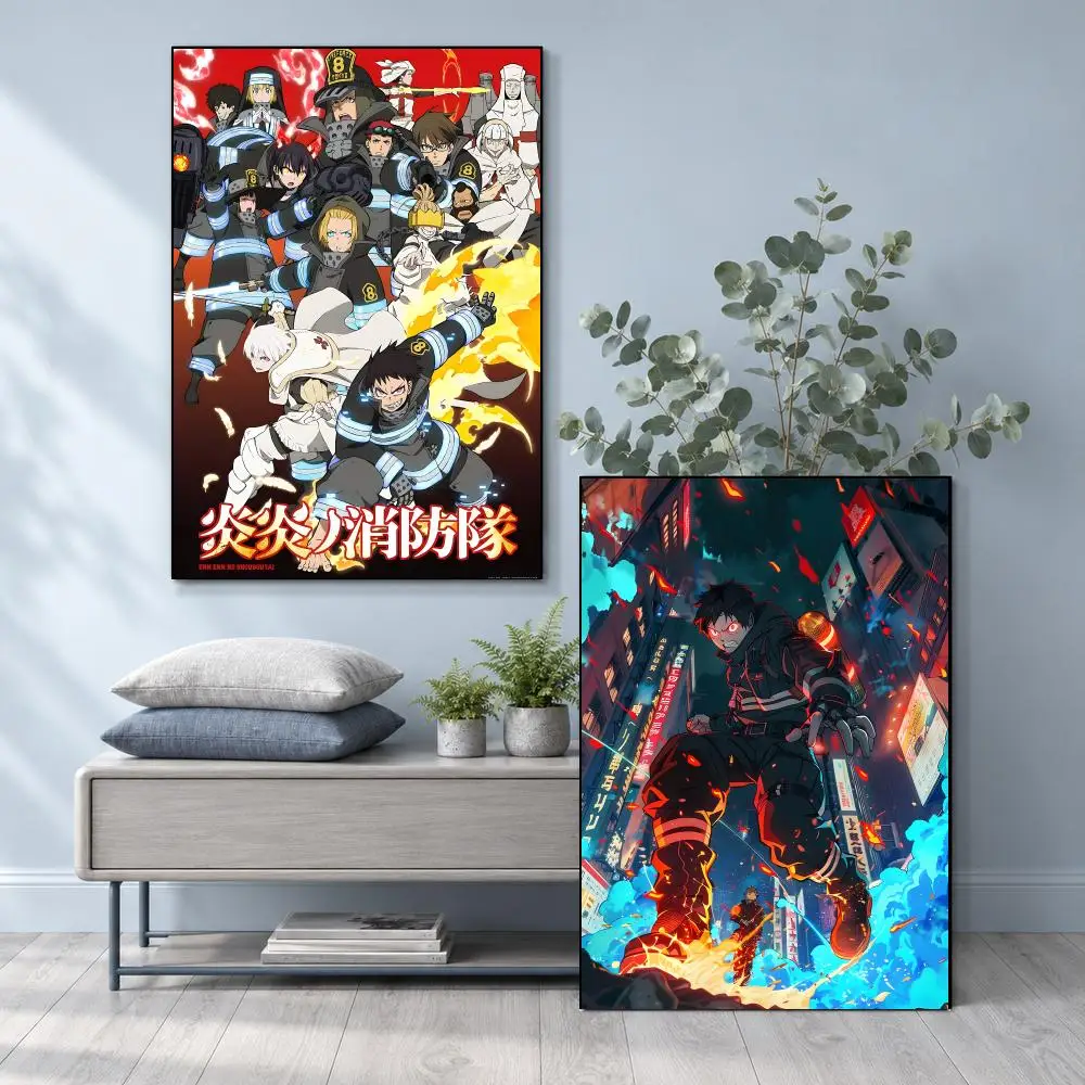Bold Epic Dynamic Supernatural Action Anime F-Fire Force Poster Frameless PP Self Adhesive Aesthetic Room Gift Decor
