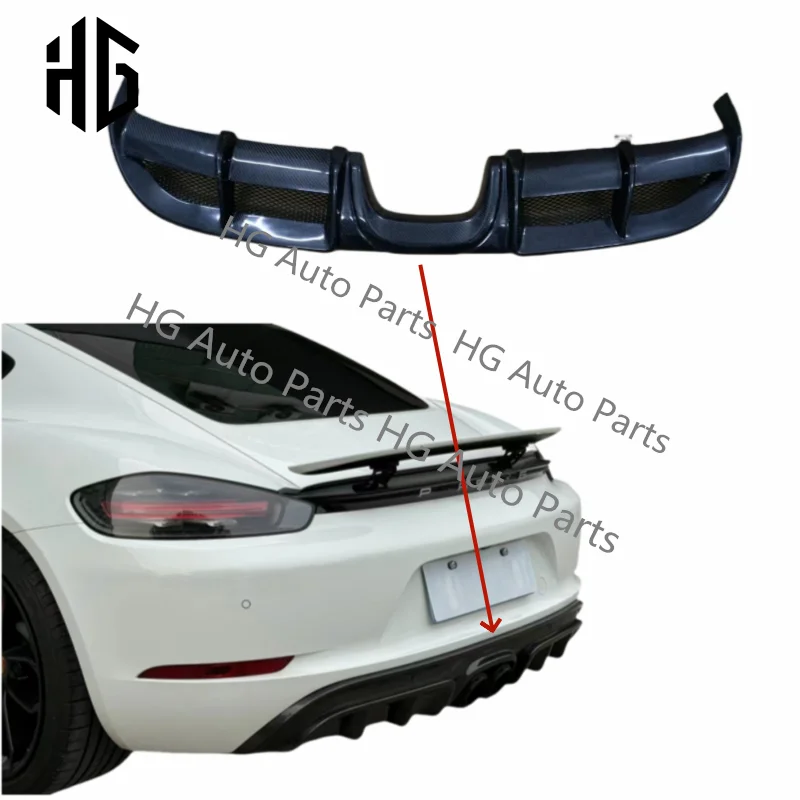 

Glossy Black Carbon Fiber Car Rear Bumper Lip Diffuser Spoiler Parts Upgrade GT4 Style Body Kit For Porsche 718 Cayman Bxoster