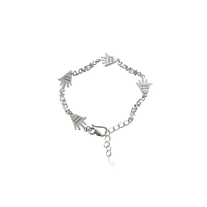 

S925 Sterling Silver New Palm Letter Bracelet Female Original niche Design Personalized Versatile Handicraft