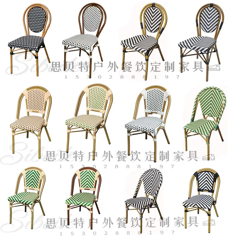 New outdoor tables and chairs courtyard open-air restaurant table French rattan
