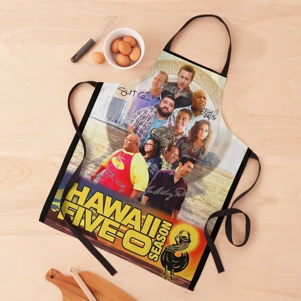 Hawaii Five-0 Season 2 All Casts Signatures 2022 Apron kitchen gadgets Things For Home And Kitchen barber men Apron