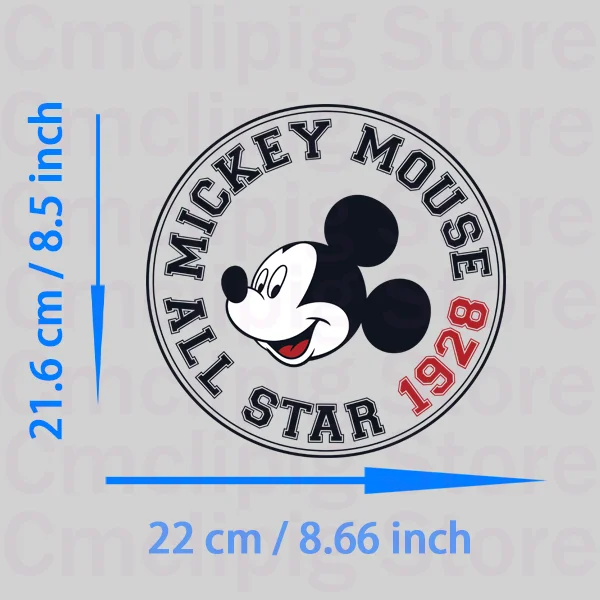 Mickey Mouse all star 1928 self-adhesive Clothing patches DIY Sewing for children vinyl stickers