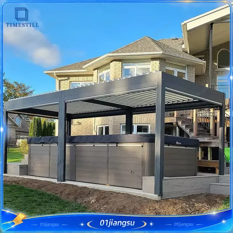 6063 T5 Aluminum Bioclimatic Pergola Motorized Adjustable Louver Roof Outdoor Patio Garden Gazebo Custom Size Waterproof