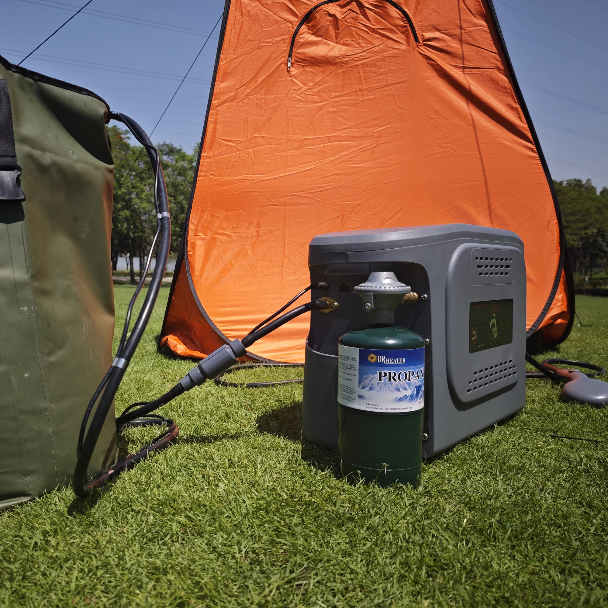 ATVOutdoor Portable USB & Gas Instant Water Heater With Copper Heat Exchanger For RV Car Household Camping Use