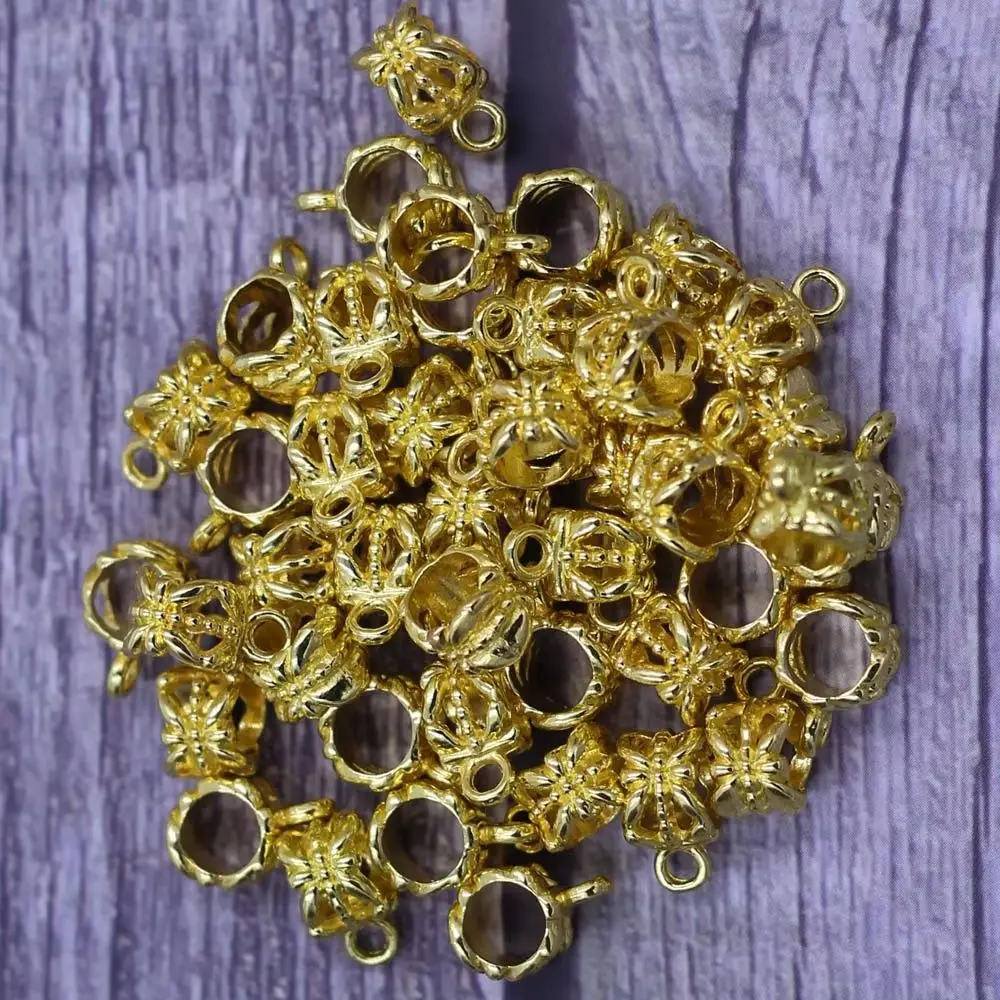 

200Pcs Mixed European Spacer Beads Flower Hollow Metal For Charm Necklaces Crafts Jewelry DIY Accessories 11mm Material Package