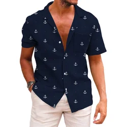 Men's shirt 3D printed shirt Hawaii leisure vacation short sleeved V-neck clothing fashion designer casual and comfortable