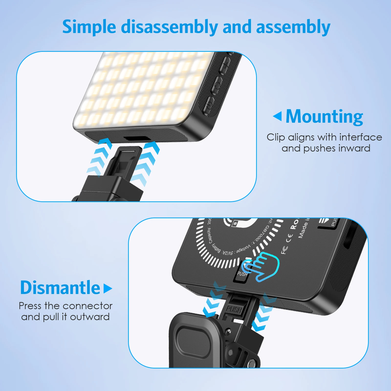 ضوء سيلفي مغناطيسي 128 مصباح LED مع 3 أوضاع و10 سطوع USB-C قابل لإعادة الشحن لـ TikTok/البث المباشر/المكياج/مدونات الفيديو